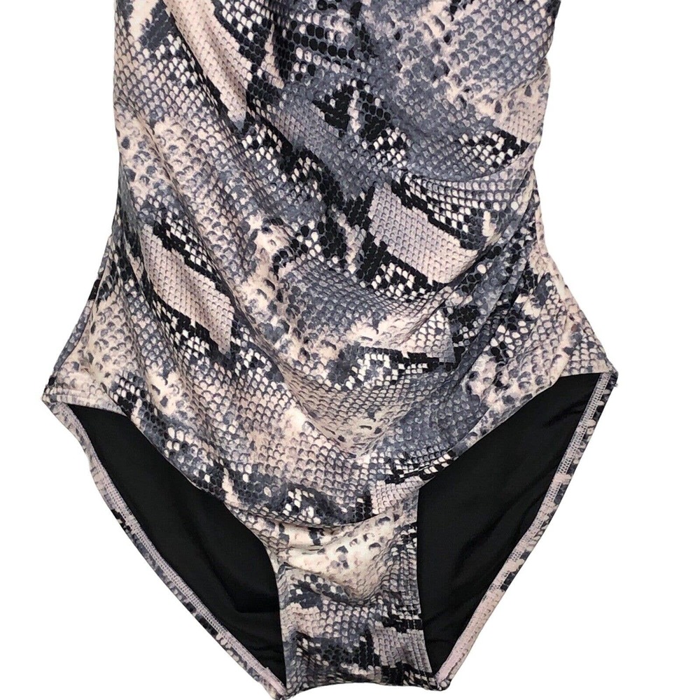 NWT Calvin Klein Womens Snakeskin Print one Piece Swimsuit Size 16 Halter‎ Neck - Picture 5 of 9